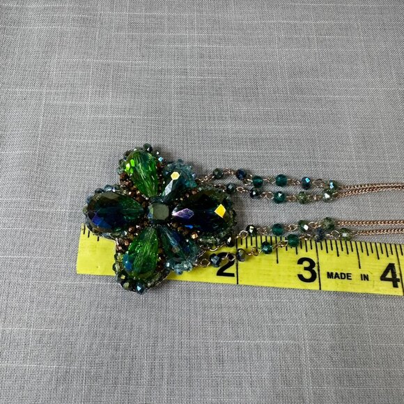 Vintage Ali Khan 80s Designer Sparkly Green Necklace - Picture 11 of 15